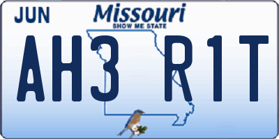 MO license plate AH3R1T