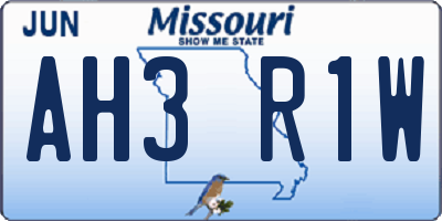 MO license plate AH3R1W
