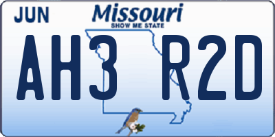 MO license plate AH3R2D