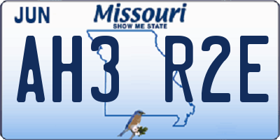 MO license plate AH3R2E