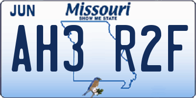 MO license plate AH3R2F