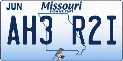 MO license plate AH3R2I