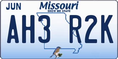 MO license plate AH3R2K