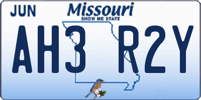 MO license plate AH3R2Y