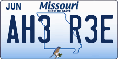 MO license plate AH3R3E