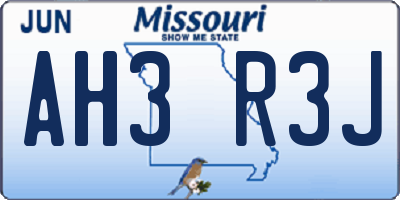 MO license plate AH3R3J