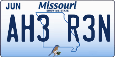 MO license plate AH3R3N