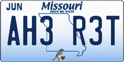 MO license plate AH3R3T