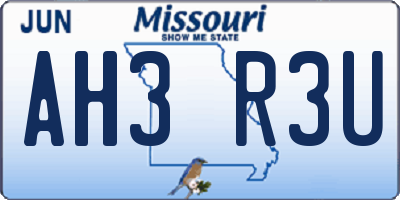 MO license plate AH3R3U