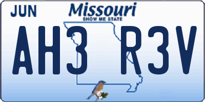 MO license plate AH3R3V