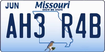 MO license plate AH3R4B