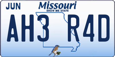 MO license plate AH3R4D