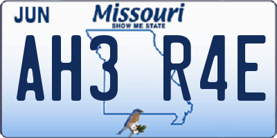 MO license plate AH3R4E