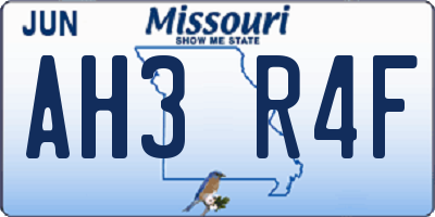 MO license plate AH3R4F