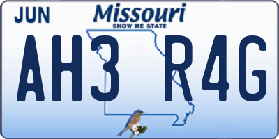 MO license plate AH3R4G