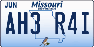 MO license plate AH3R4I