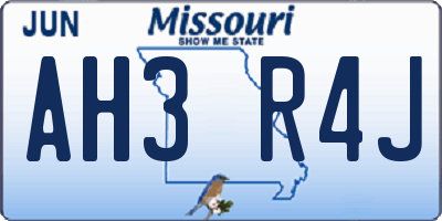 MO license plate AH3R4J