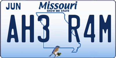 MO license plate AH3R4M