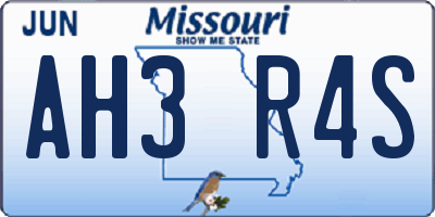 MO license plate AH3R4S
