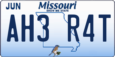 MO license plate AH3R4T