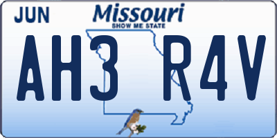 MO license plate AH3R4V