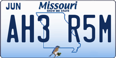 MO license plate AH3R5M