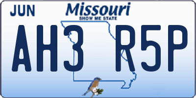 MO license plate AH3R5P