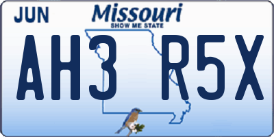 MO license plate AH3R5X