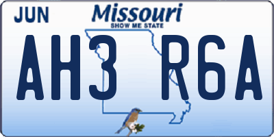 MO license plate AH3R6A