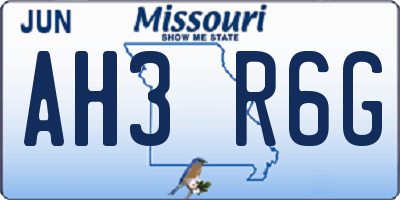 MO license plate AH3R6G