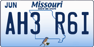 MO license plate AH3R6I