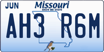 MO license plate AH3R6M