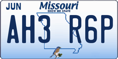 MO license plate AH3R6P