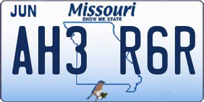 MO license plate AH3R6R