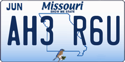MO license plate AH3R6U