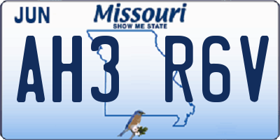 MO license plate AH3R6V