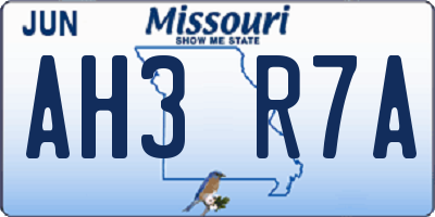 MO license plate AH3R7A