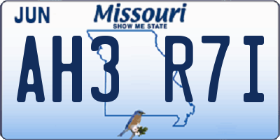 MO license plate AH3R7I