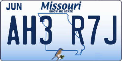 MO license plate AH3R7J