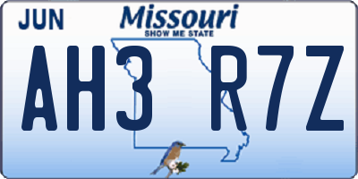 MO license plate AH3R7Z