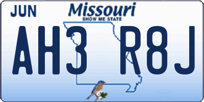 MO license plate AH3R8J