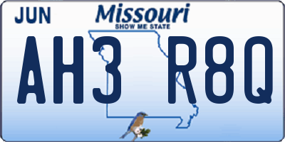 MO license plate AH3R8Q