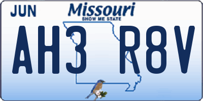 MO license plate AH3R8V