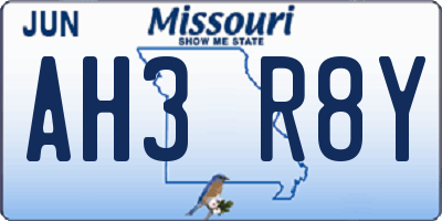 MO license plate AH3R8Y