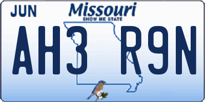 MO license plate AH3R9N