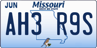 MO license plate AH3R9S