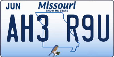 MO license plate AH3R9U