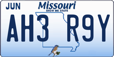 MO license plate AH3R9Y