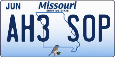 MO license plate AH3S0P