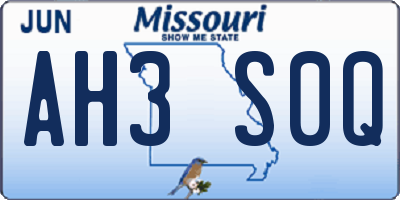 MO license plate AH3S0Q
